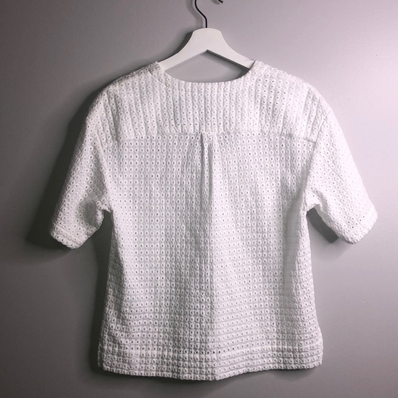 Theory Boho White Eyelet 100% Cotton Pullover Top - Picture 8 of 8